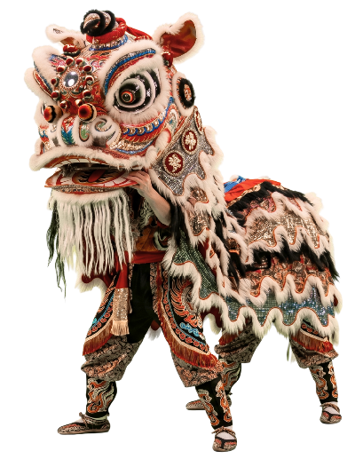 Traje tradicional chino de león usado para la danza del león